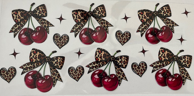 Cherries w/animal print bow