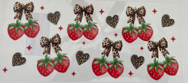 Strawberry with animal print bow