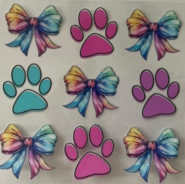 Paw prints and bows