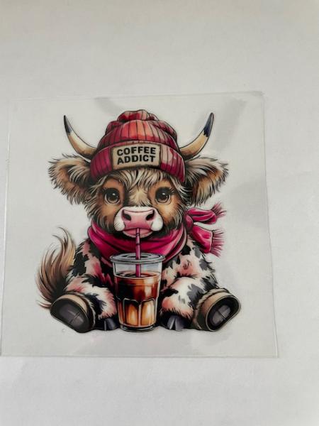 Cow - Coffee Addict - 3 inch decal