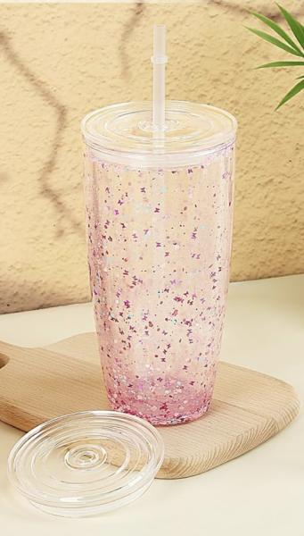 24 oz PLASTIC SNOWGLOBE Tumblers - NEW STYLE! CLEAR Lid