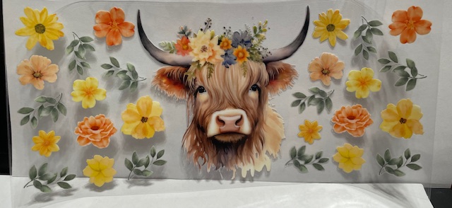 Cow with fall flowers