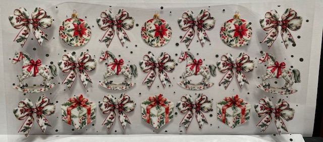 Christmas bow, rocking horse, ornament, present