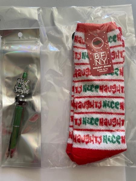 Gift Pack - Christmas Socks and beaded pen