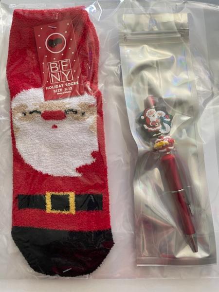 Gift Pack - Christmas Socks and beaded pen