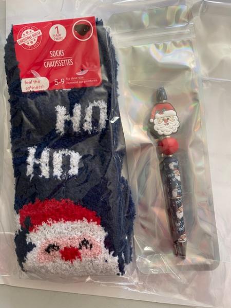 Gift Pack - Christmas Socks and beaded pen