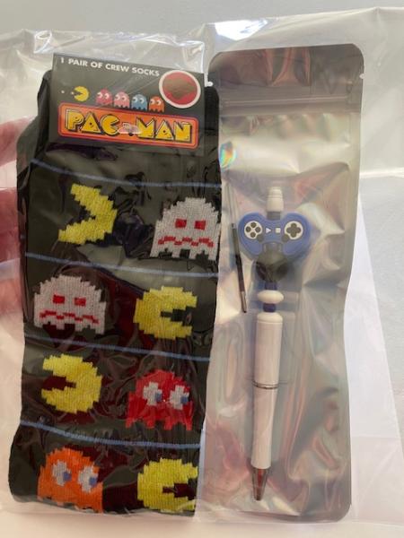 Gift Pack - Pac Man Socks and beaded pen