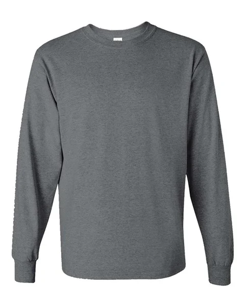 Gildan - DARK GREY - Adult Long Sleeve T-Shirt - 100% preshrunk cotton - Sizes S-3X