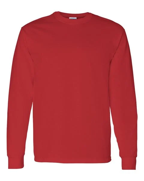 Gildan - RED - Adult Long Sleeve T-Shirt - 100% preshrunk cotton - Sizes S-3X