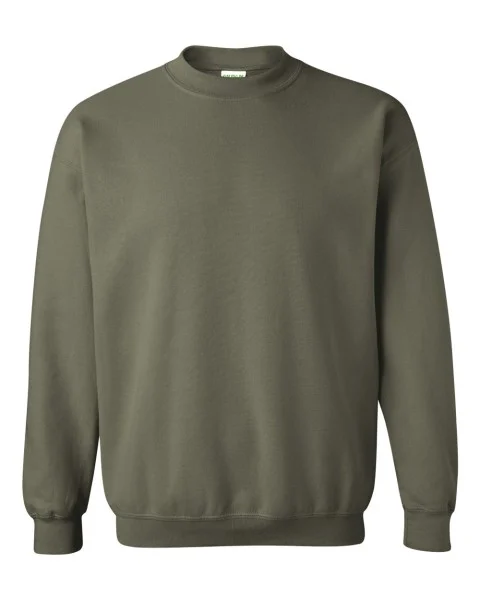 Gildan - MILITARY GREEN - Adult Crewneck Sweatshirt - 50/50 pre-shrunk cotton/polyester - Sizes S-3X
