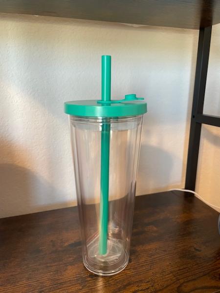 24 oz PLASTIC SNOWGLOBE Tumblers - No Spill - TEAL LID