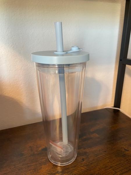 24 oz PLASTIC SNOWGLOBE Tumblers - No Spill - BLUE LID