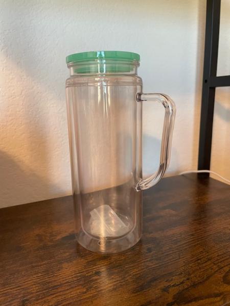 20 oz PLASTIC Snowglobe Tumbler with HANDLE - TEAL LID