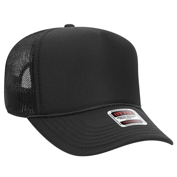 Otto Black Trucker Hat - Foam, Polyester, Mesh