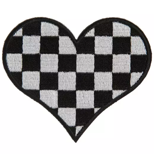 Black & White Checkered Heart Patch